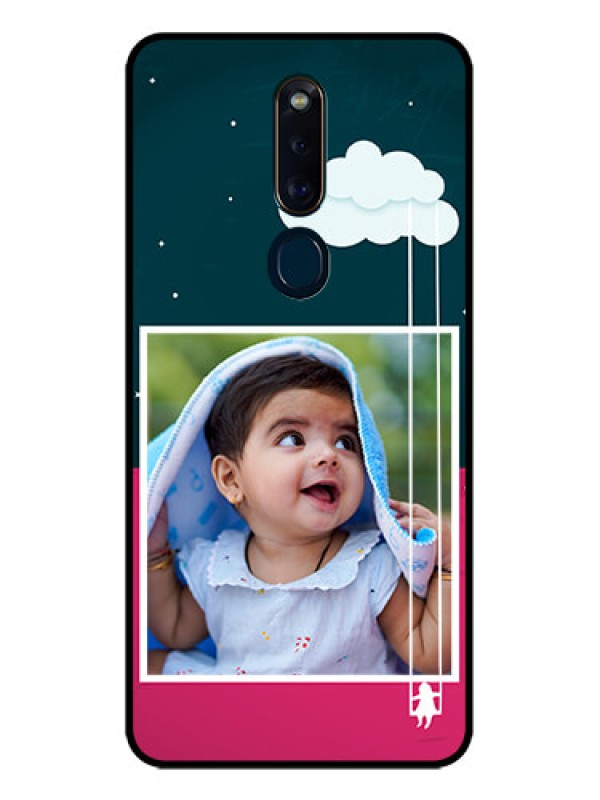 Custom Oppo F11 Pro Custom Glass Phone Case  - Cute Girl with Cloud Design