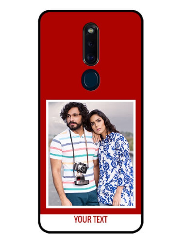 Custom Oppo F11 Pro Personalized Glass Phone Case  - Simple Red Color Design