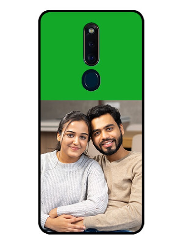 Custom Oppo F11 Pro Personalized Glass Phone Case  - Green Pattern Design