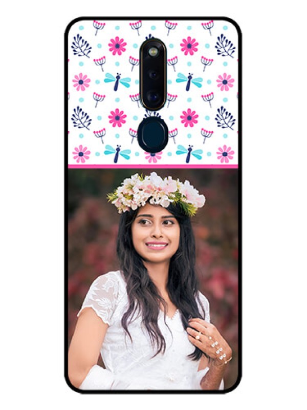 Custom Oppo F11 Pro Photo Printing on Glass Case  - Colorful Flower Design