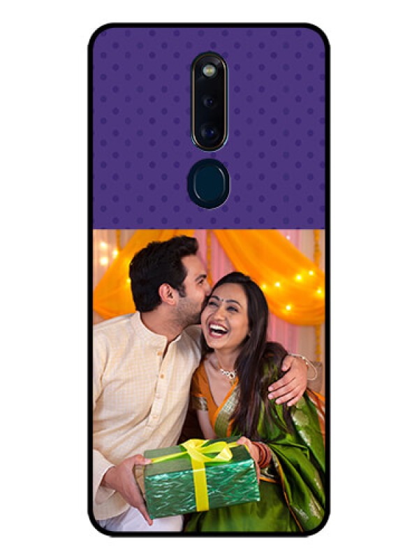 Custom Oppo F11 Pro Personalized Glass Phone Case  - Violet Pattern Design