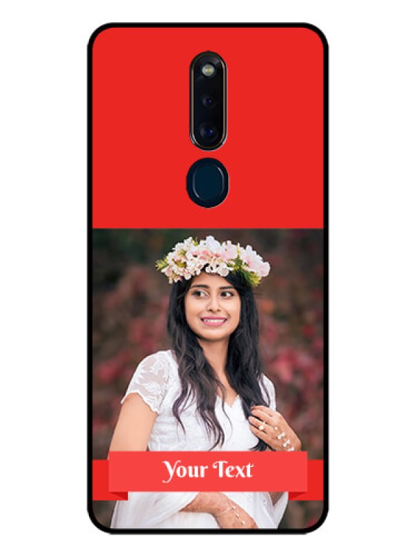 Custom Oppo F11 Pro Custom Glass Phone Case  - Simple Red Color Design