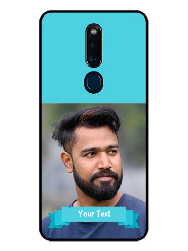 Custom Oppo F11 Pro Personalized Glass Phone Case  - Simple Blue Color Design