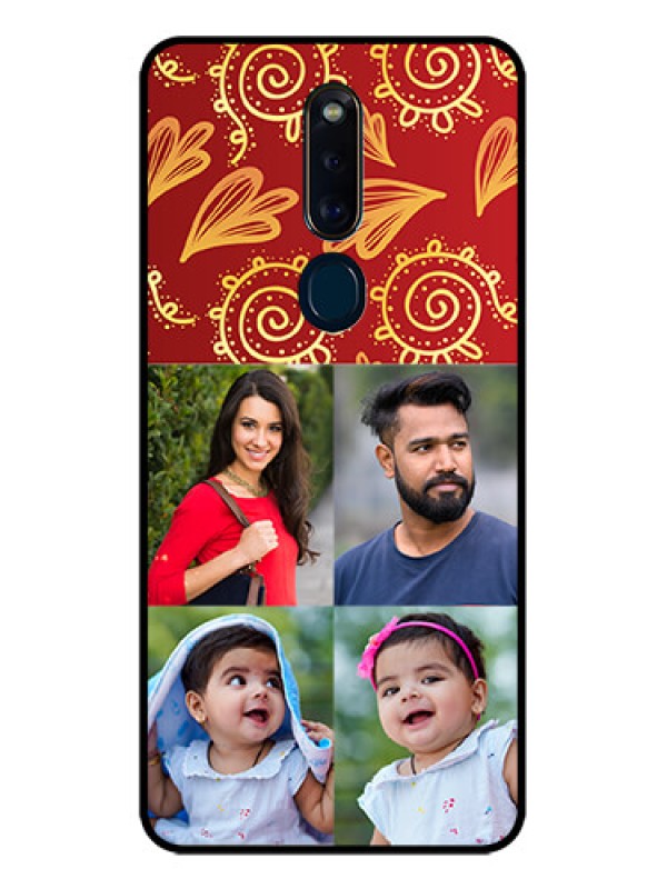 Custom Oppo F11 Pro Photo Printing on Glass Case  - 4 Image Traditional Design