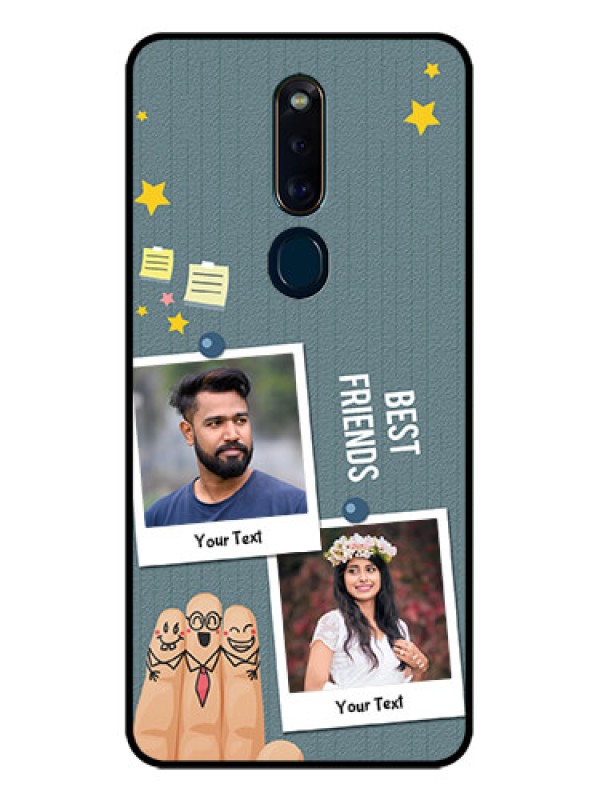 Custom Oppo F11 Pro Personalized Glass Phone Case  - Sticky Frames and Friendship Design