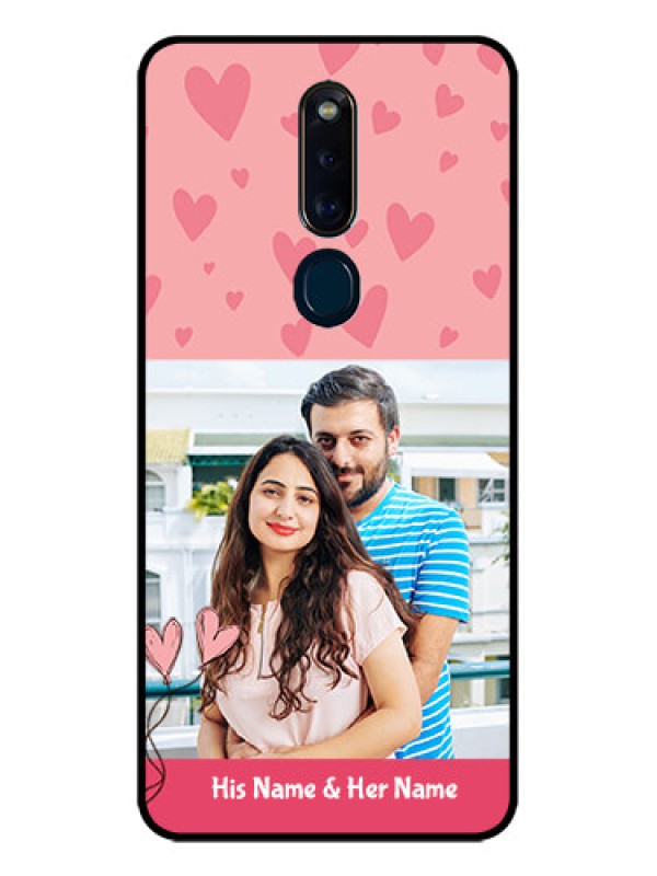 Custom Oppo F11 Pro Personalized Glass Phone Case  - Love Design Peach Color
