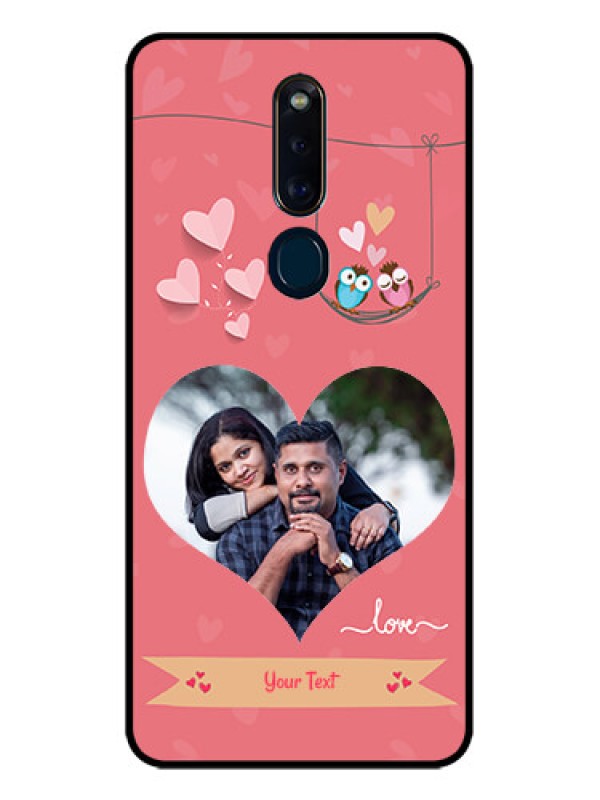 Custom Oppo F11 Pro Personalized Glass Phone Case  - Peach Color Love Design 