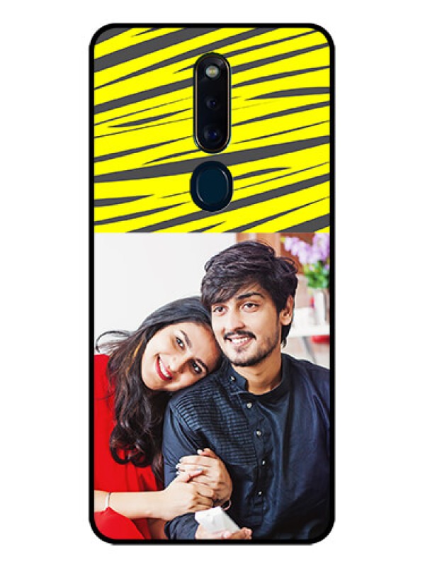Custom Oppo F11 Pro Photo Printing on Glass Case  - Yellow Abstract Design