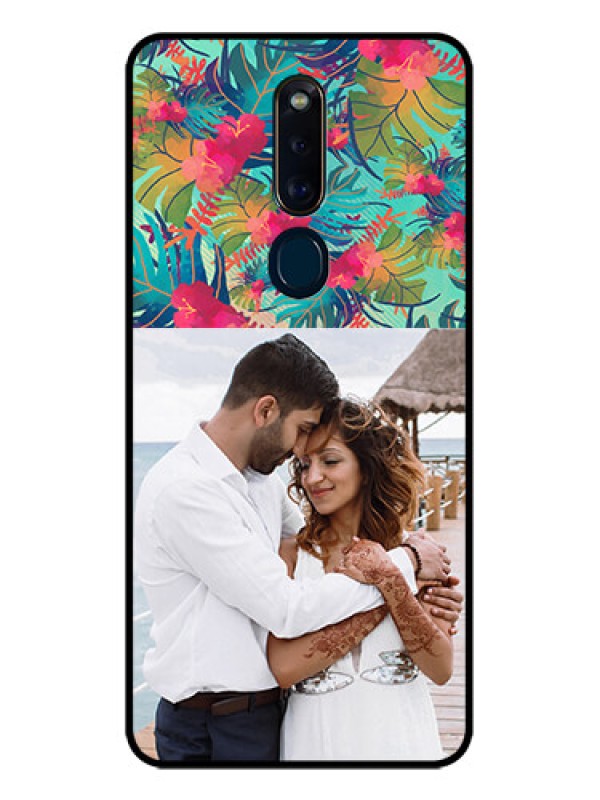 Custom Oppo F11 Pro Photo Printing on Glass Case  - Watercolor Floral Design