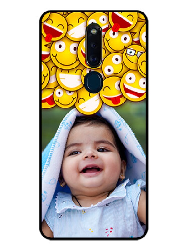 Custom Oppo F11 Pro Custom Glass Mobile Case  - with Smiley Emoji Design