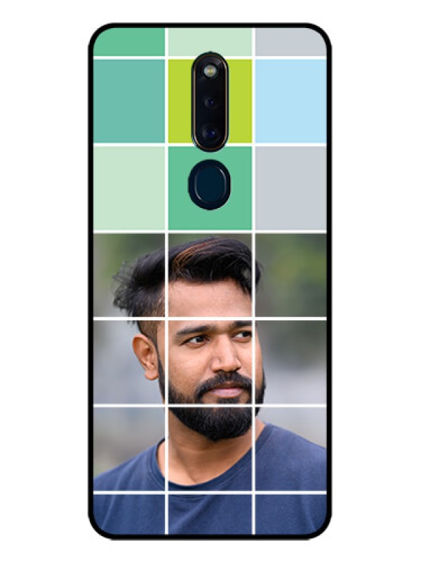 Custom Oppo F11 Pro Photo Printing on Glass Case  - with white box pattern 