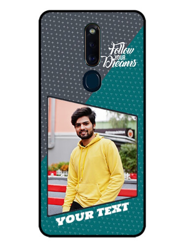 Custom Oppo F11 Pro Personalized Glass Phone Case  - Background Pattern Design with Quote