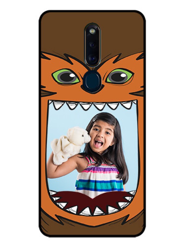 Custom Oppo F11 Pro Photo Printing on Glass Case  - Owl Monster Back Case Design