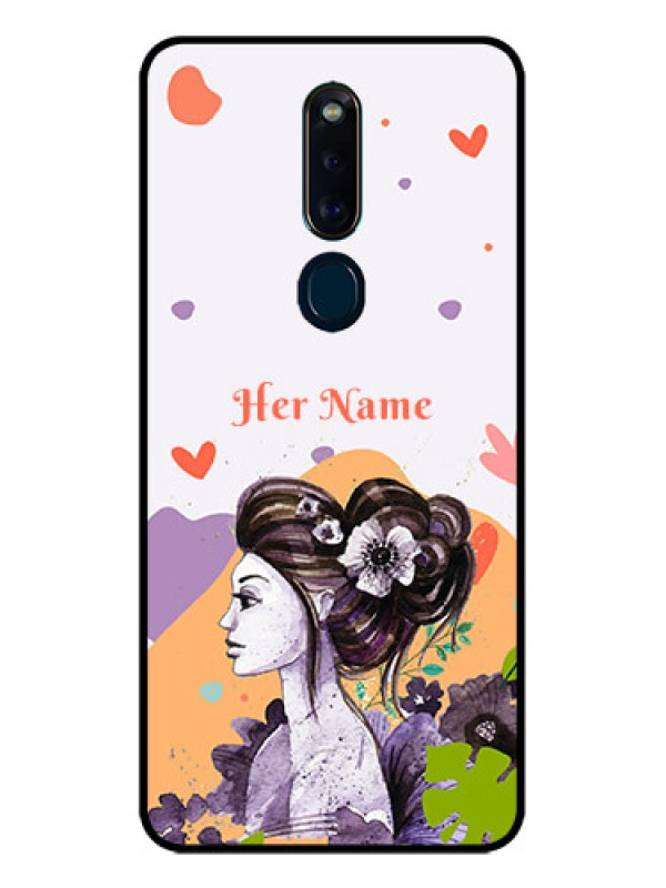 Custom Oppo F11 Pro Personalized Glass Phone Case - Woman And Nature Design