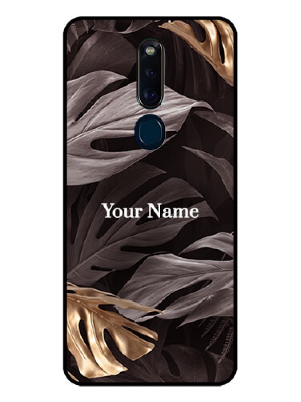 Custom Oppo F11 Pro Personalised Glass Phone Case - Wild Leaves digital paint Design