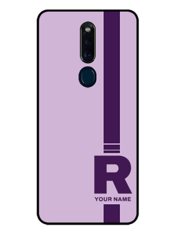 Custom Oppo F11 Pro Photo Printing on Glass Case - Simple dual tone stripe with name Design