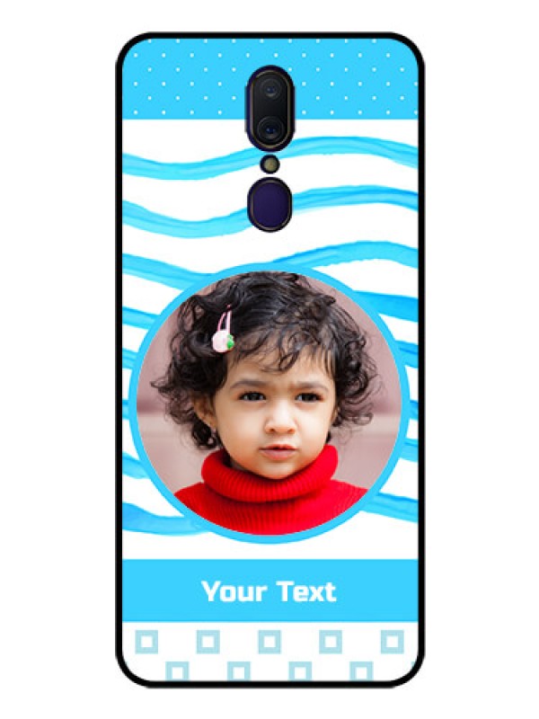 Custom Oppo F11 Custom Glass Phone Case  - Simple Blue Case Design