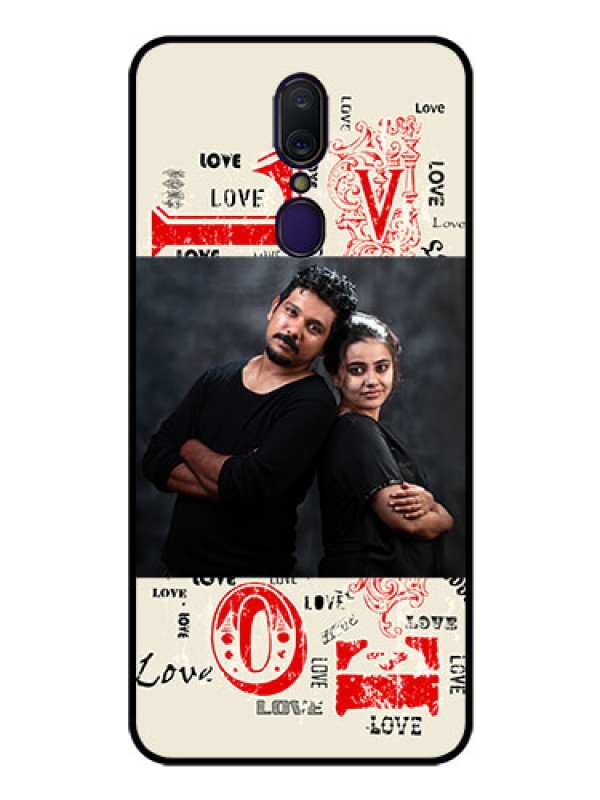 Custom Oppo F11 Photo Printing on Glass Case  - Trendy Love Design Case