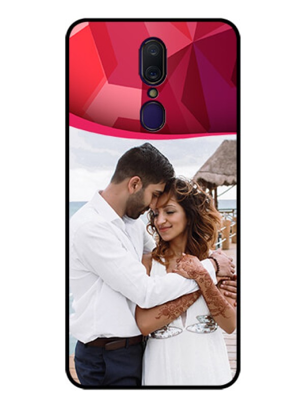 Custom Oppo F11 Custom Glass Mobile Case  - Red Abstract Design