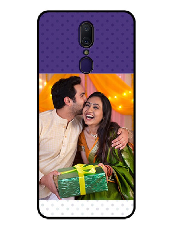 Custom Oppo F11 Personalized Glass Phone Case  - Violet Pattern Design