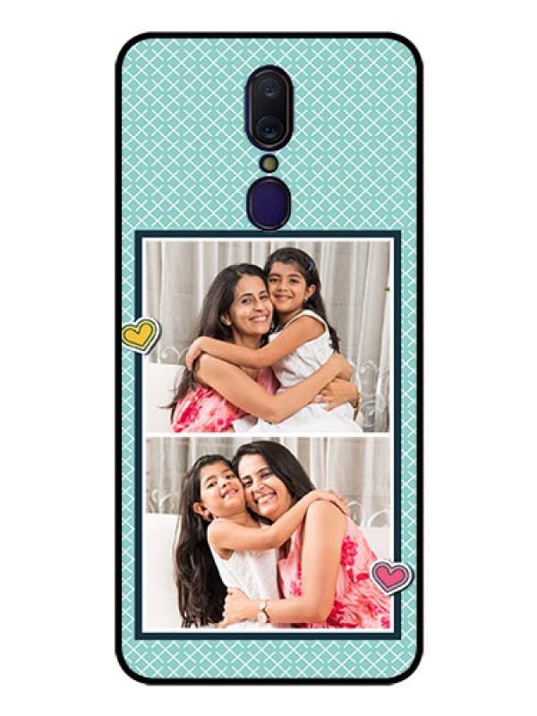 Custom Oppo F11 Custom Glass Phone Case  - 2 Image Holder with Pattern Design