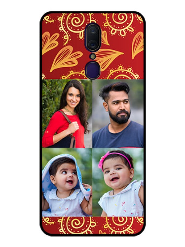 Custom Oppo F11 Photo Printing on Glass Case  - 4 Image Traditional Design