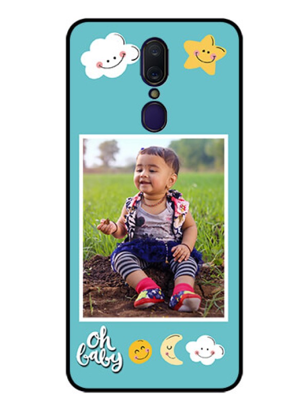 Custom Oppo F11 Personalized Glass Phone Case  - Smiley Kids Stars Design