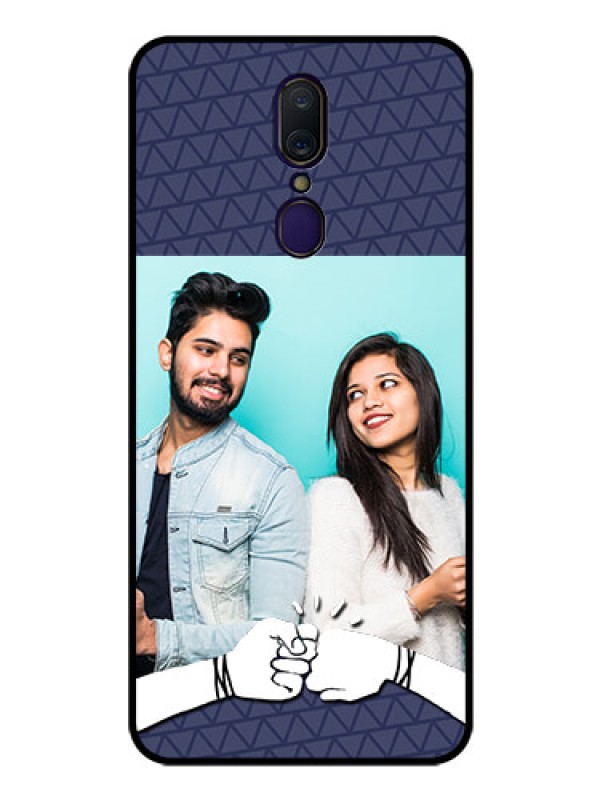 Custom Oppo F11 Photo Printing on Glass Case  - with Best Friends Design  