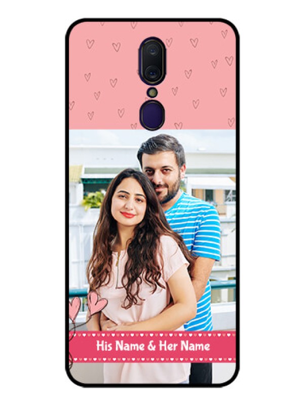Custom Oppo F11 Personalized Glass Phone Case  - Love Design Peach Color