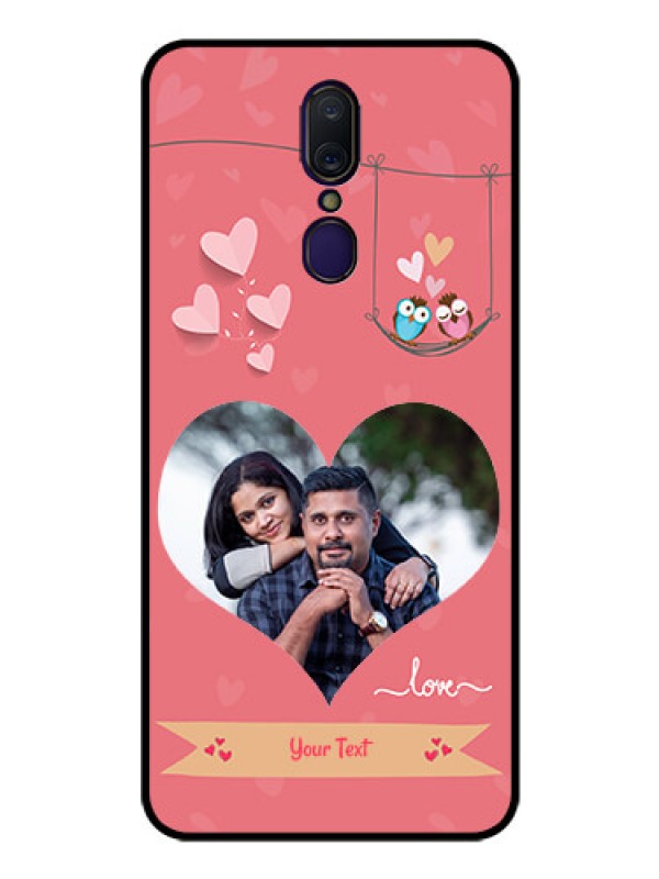 Custom Oppo F11 Personalized Glass Phone Case  - Peach Color Love Design 