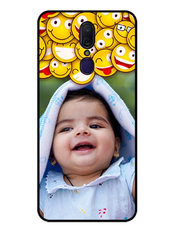 Custom Oppo F11 Custom Glass Mobile Case  - with Smiley Emoji Design