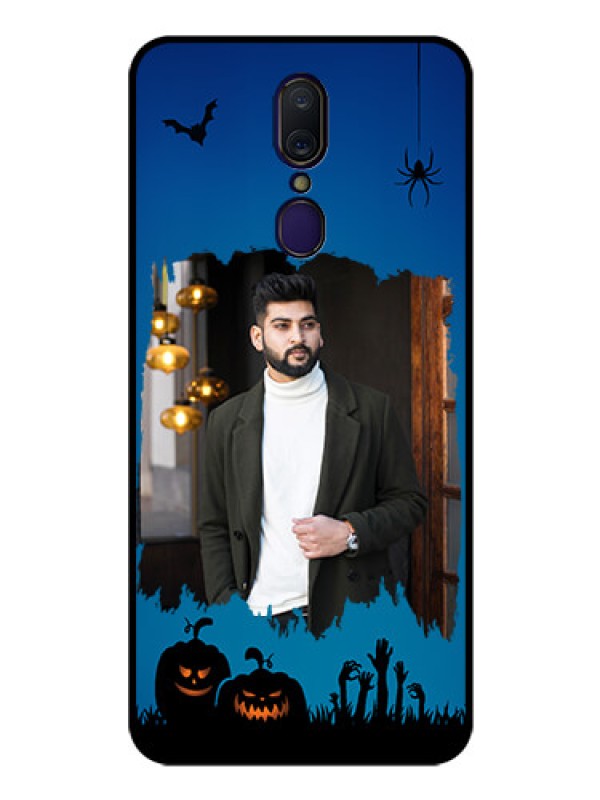 Custom Oppo F11 Photo Printing on Glass Case  - with pro Halloween design 