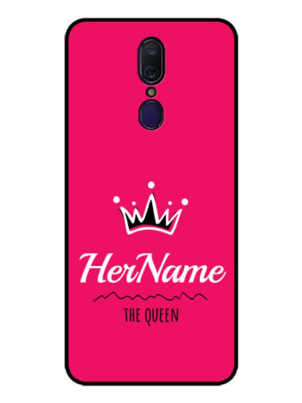 Custom Oppo F11 Glass Phone Case Queen with Name