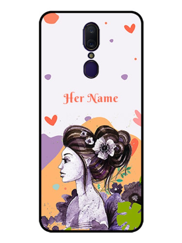 Custom Oppo F11 Personalized Glass Phone Case - Woman And Nature Design
