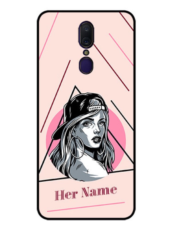 Custom Oppo F11 Personalized Glass Phone Case - Rockstar Girl Design