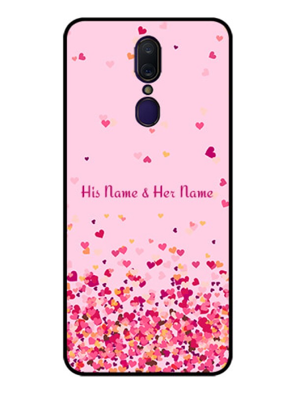 Custom Oppo F11 Photo Printing on Glass Case - Floating Hearts Design