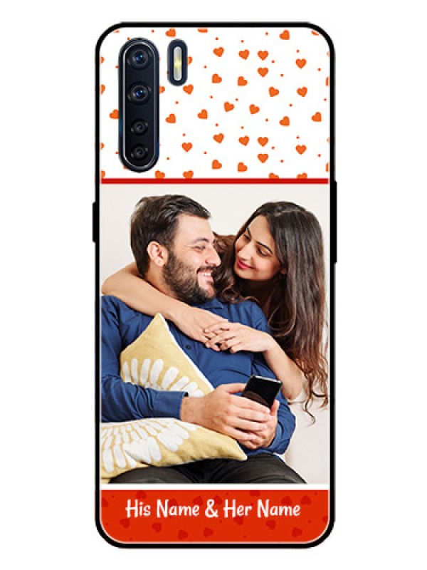 Custom Oppo F15 Custom Glass Phone Case  - Orange Love Symbol Design