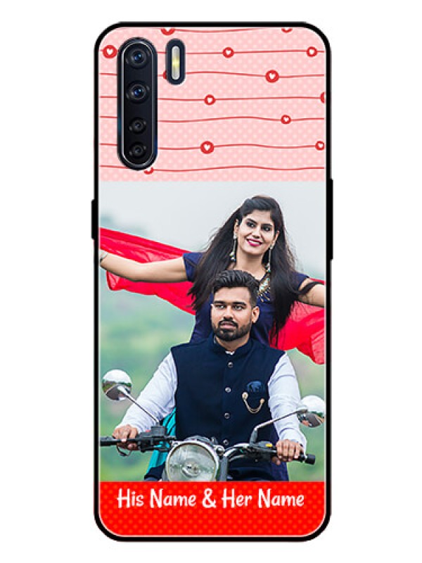 Custom Oppo F15 Personalized Glass Phone Case  - Red Pattern Case Design