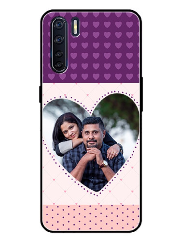 Custom Oppo F15 Custom Glass Phone Case  - Violet Love Dots Design