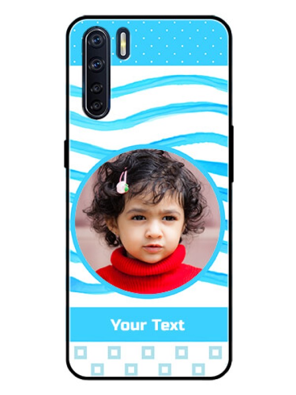 Custom Oppo F15 Custom Glass Phone Case  - Simple Blue Case Design