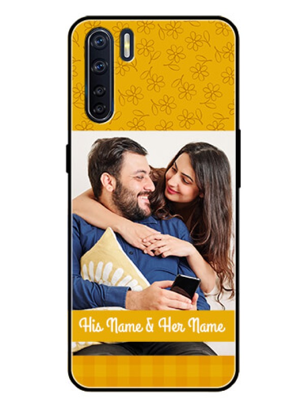 Custom Oppo F15 Custom Glass Mobile Case  - Yellow Floral Design