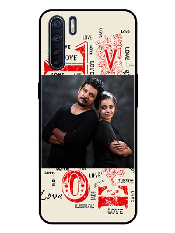 Custom Oppo F15 Photo Printing on Glass Case  - Trendy Love Design Case