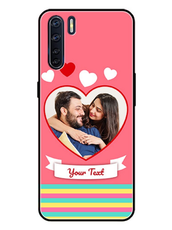 Custom Oppo F15 Photo Printing on Glass Case  - Love Doodle Design