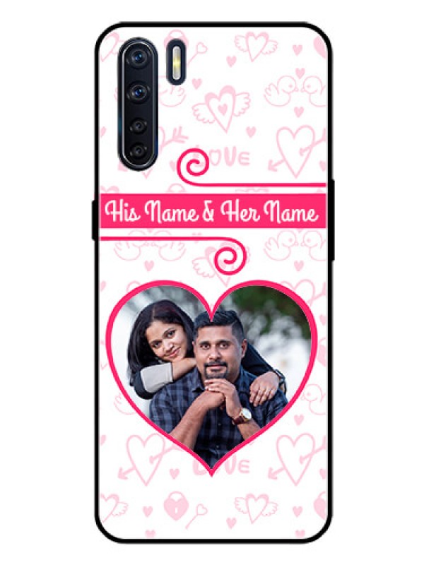 Custom Oppo F15 Personalized Glass Phone Case  - Heart Shape Love Design