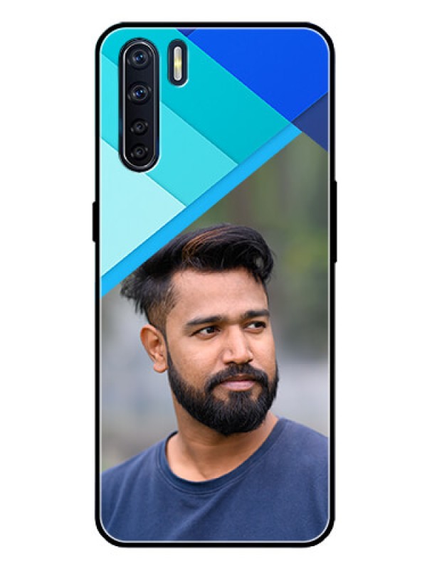 Custom Oppo F15 Custom Glass Phone Case  - Blue Pattern Design