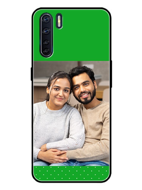 Custom Oppo F15 Personalized Glass Phone Case  - Green Pattern Design