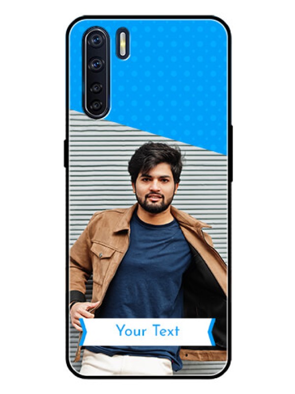 Custom Oppo F15 Photo Printing on Glass Case  - Simple Blue Color Design