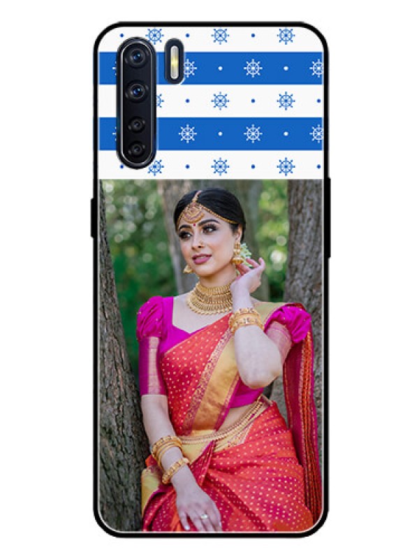 Custom Oppo F15 Photo Printing on Glass Case  - Snow Pattern Design