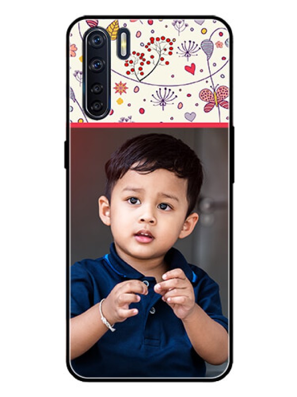 Custom Oppo F15 Custom Glass Mobile Case  - Premium Floral Design