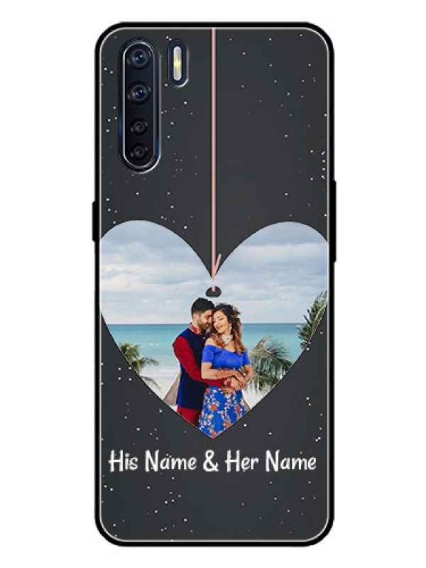 Custom Oppo F15 Custom Glass Phone Case  - Hanging Heart Design